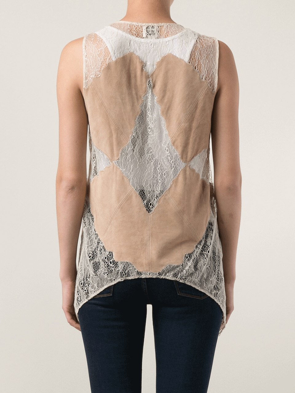 Lace And Suede Vest CLOTHINGJACKETVESTS HAUTE HIPPIE   