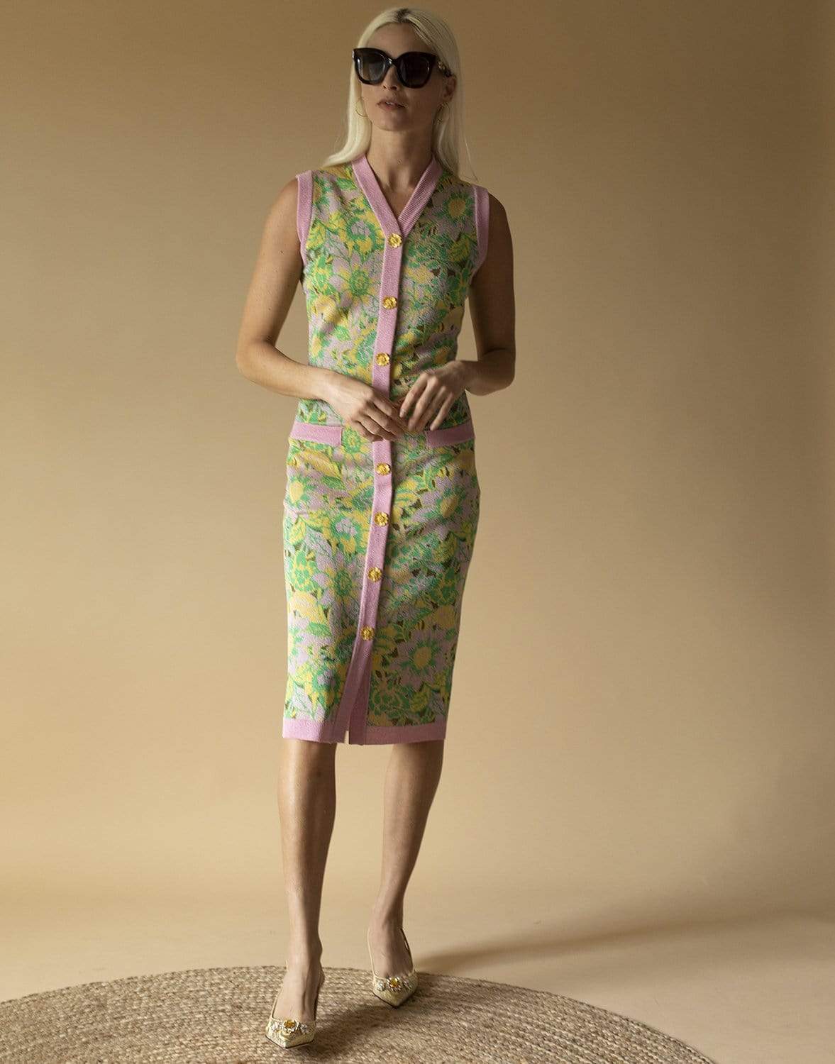 HAYLEY MENZIES-Samui Blooms Jacquard Midi Vest Dress-