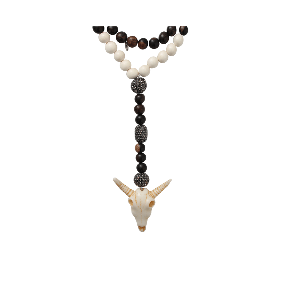 HIPCHIK-Tiger Wood Necklace With Steer Head-WHT/BLK