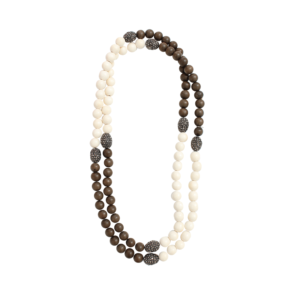 HIPCHIK-White Wood Necklace-WHT/BRN