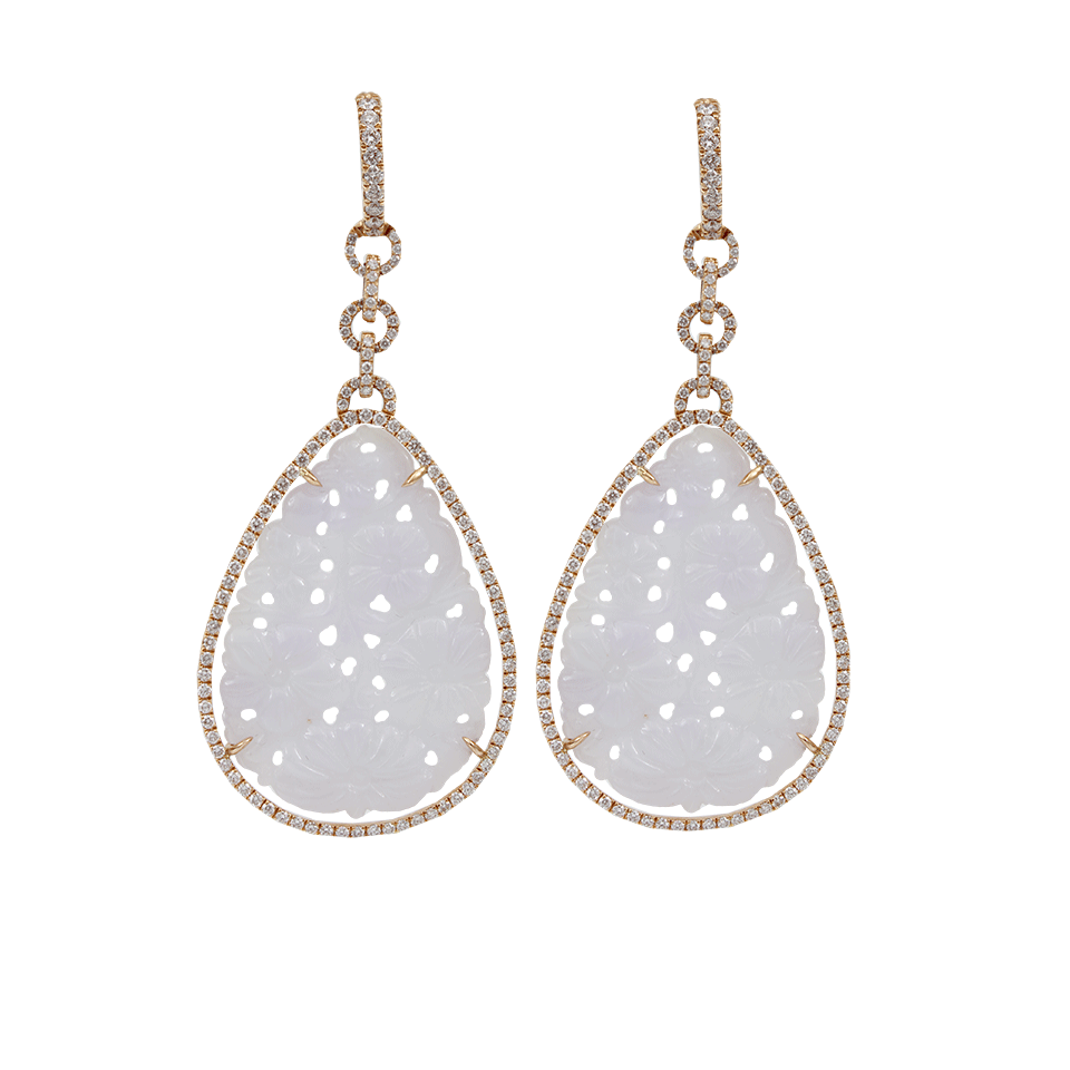 INBAR-Carved Lavender Jade Diamond Earrings-ROSE GOLD