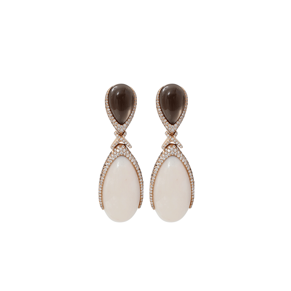 INBAR-Coral And Moonstone Drop Earrings-ROSE GOLD