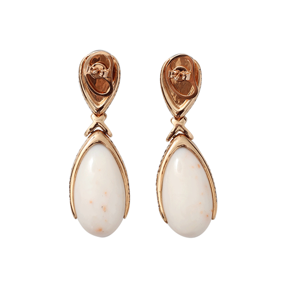 INBAR-Coral And Moonstone Drop Earrings-ROSE GOLD