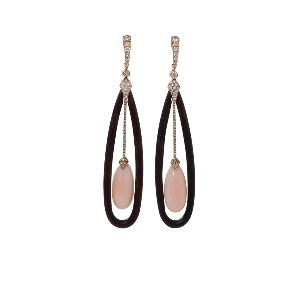 INBAR-Coral And Wood Earrings-ROSE GOLD