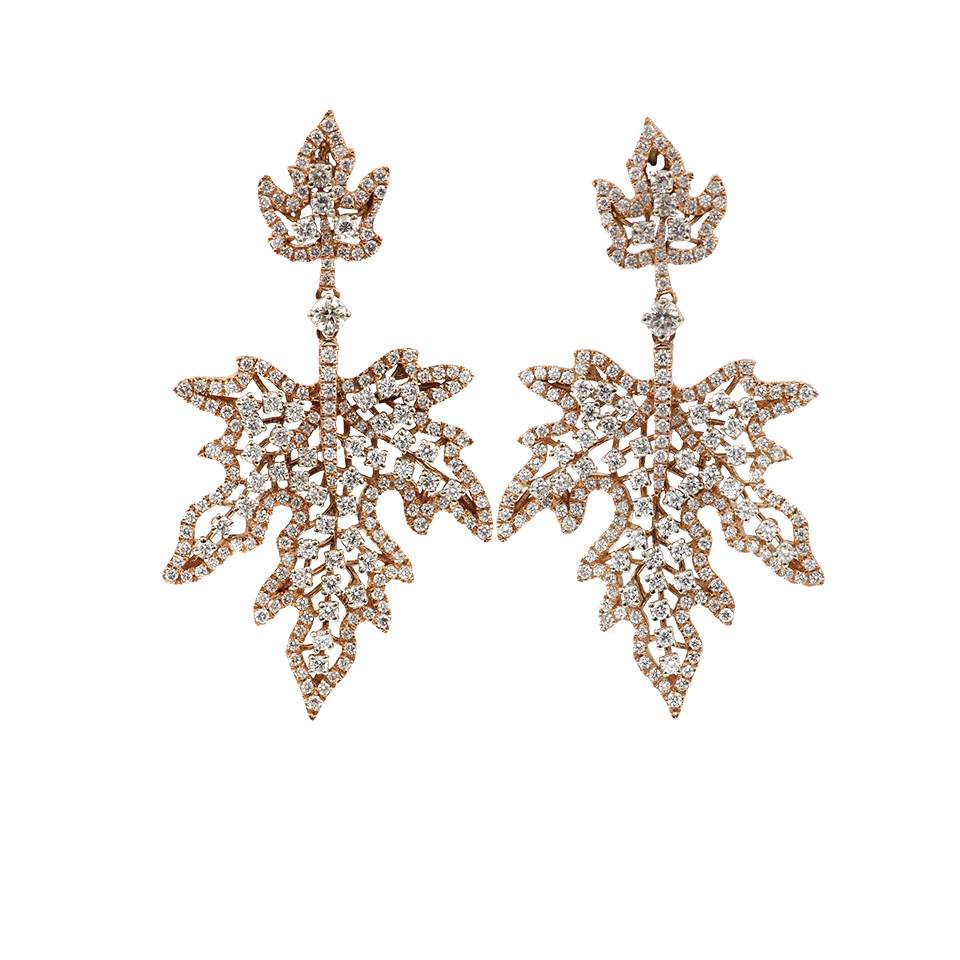 INBAR-Diamond Maple Leaf Earrings-ROSE GOLD