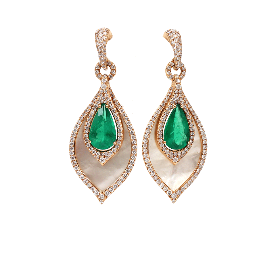 INBAR-Emerald Diamond Drop Earrings-ROSE GOLD