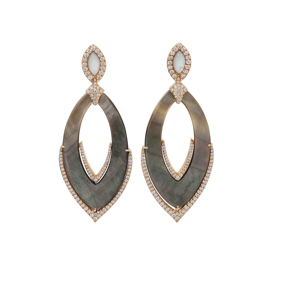 INBAR-Grey Mother Of Pearl And Diamond Earrings-ROSE GOLD