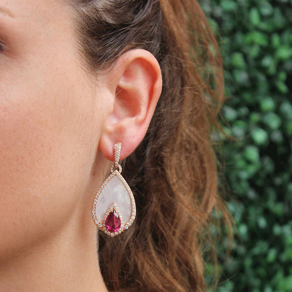 INBAR-Mother-Of-Pearl Drop Earrings-ROSE GOLD