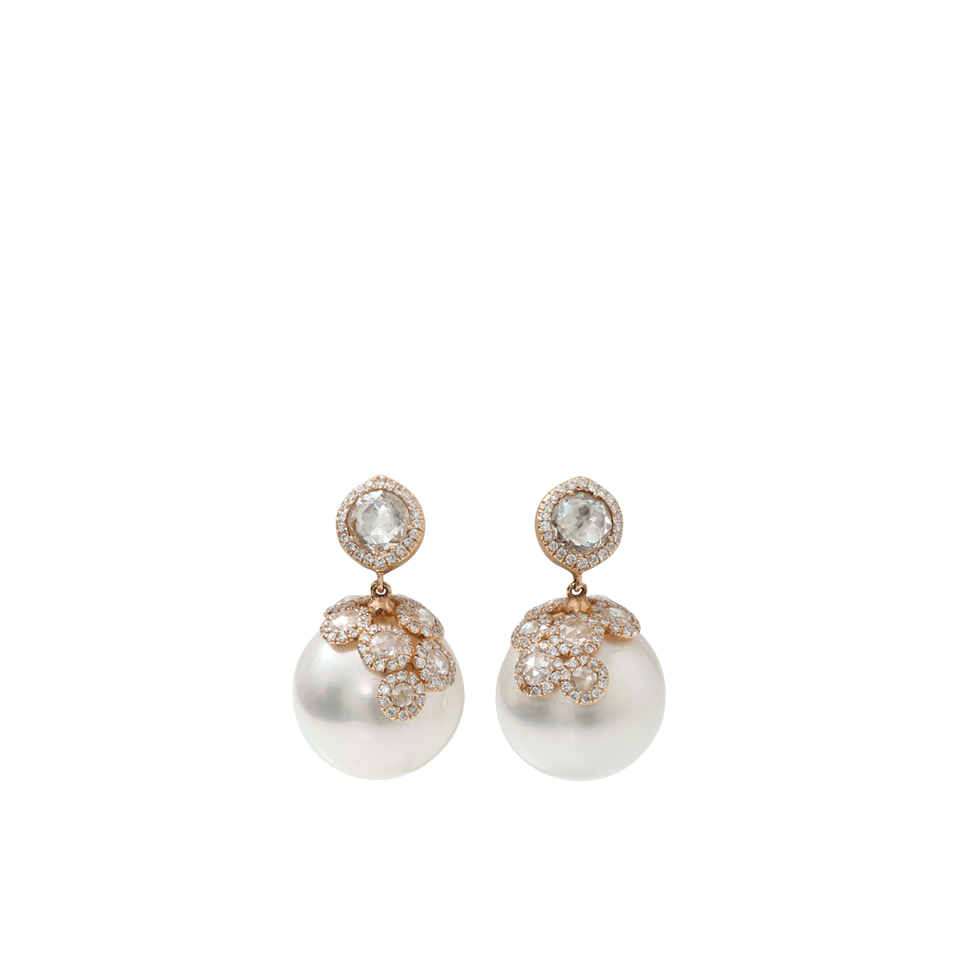 INBAR-Pearl And Diamond Drop Earrings-ROSE GOLD