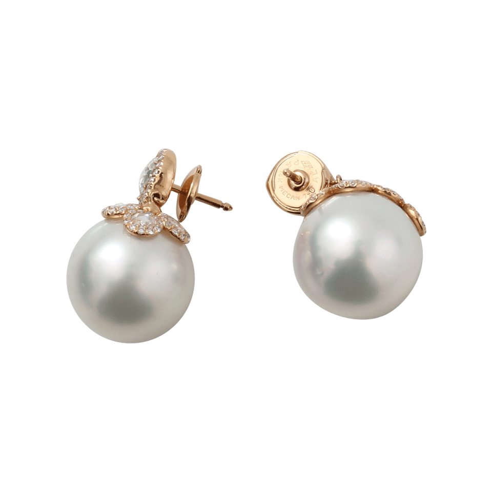 INBAR-Pearl And Diamond Drop Earrings-ROSE GOLD