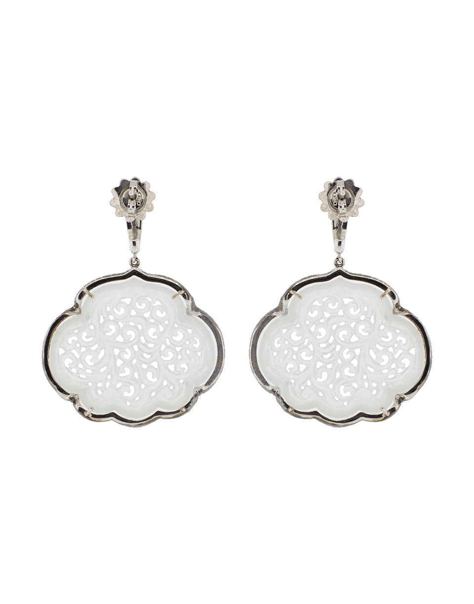 INBAR-Carved White Jade Cloud Earrings-WHITE GOLD