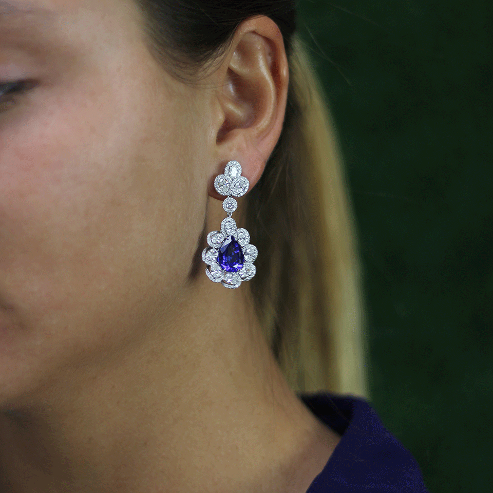INBAR-Tanzanite And Diamond Earrings-WHITE GOLD