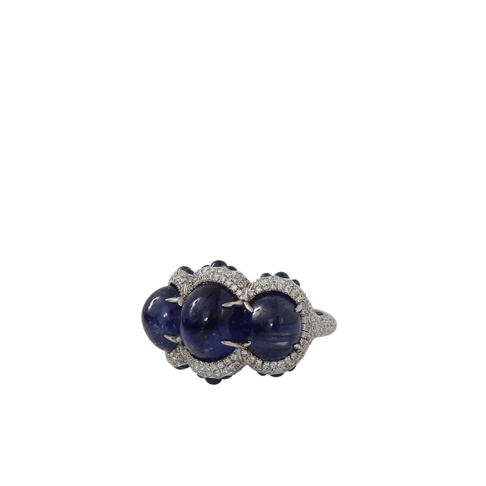INBAR-Triple Sapphire Cabochon Ring-WHITE GOLD