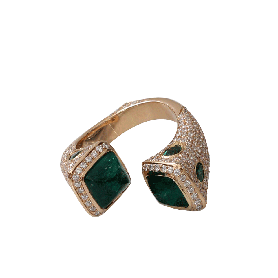 INBAR-Emerald Bypass Ring-YELLOW GOLD