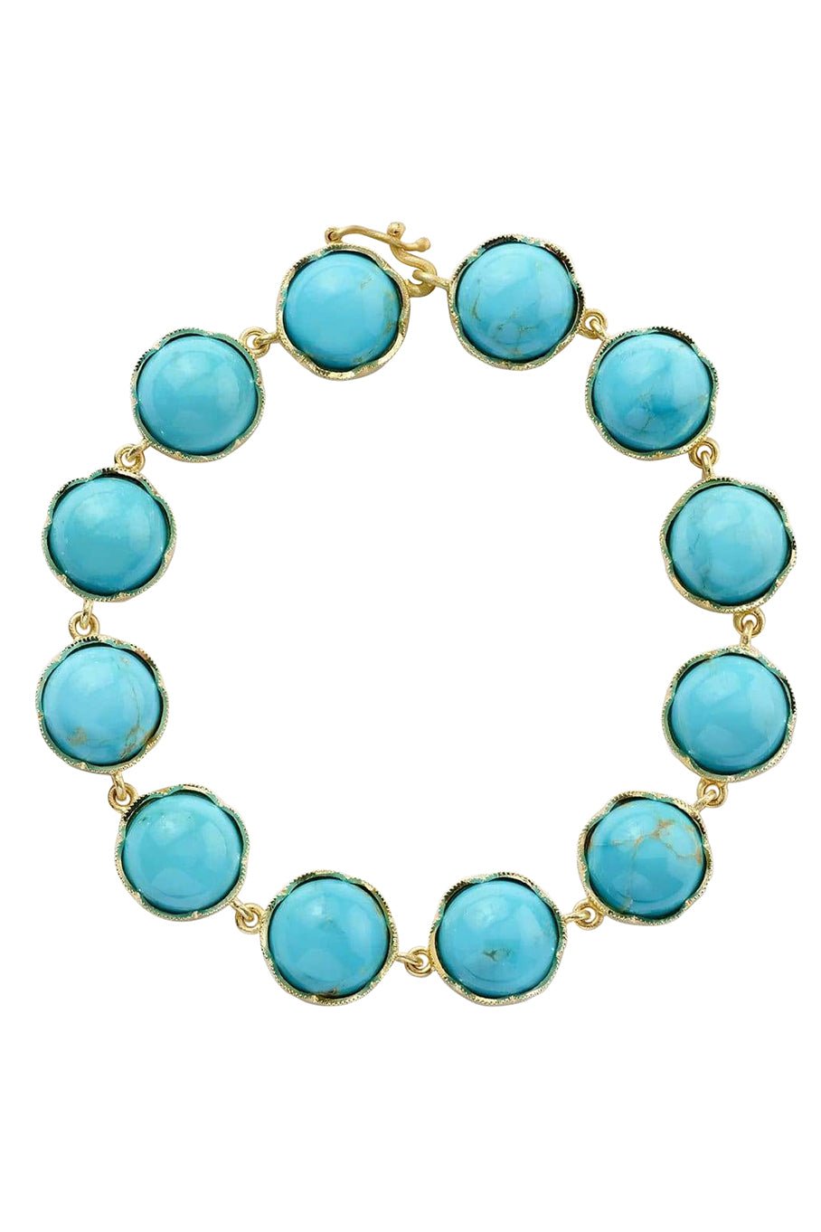 IRENE NEUWIRTH JEWELRY-Turquoise Medium Classic Link Bracelet-YELLOW GOLD