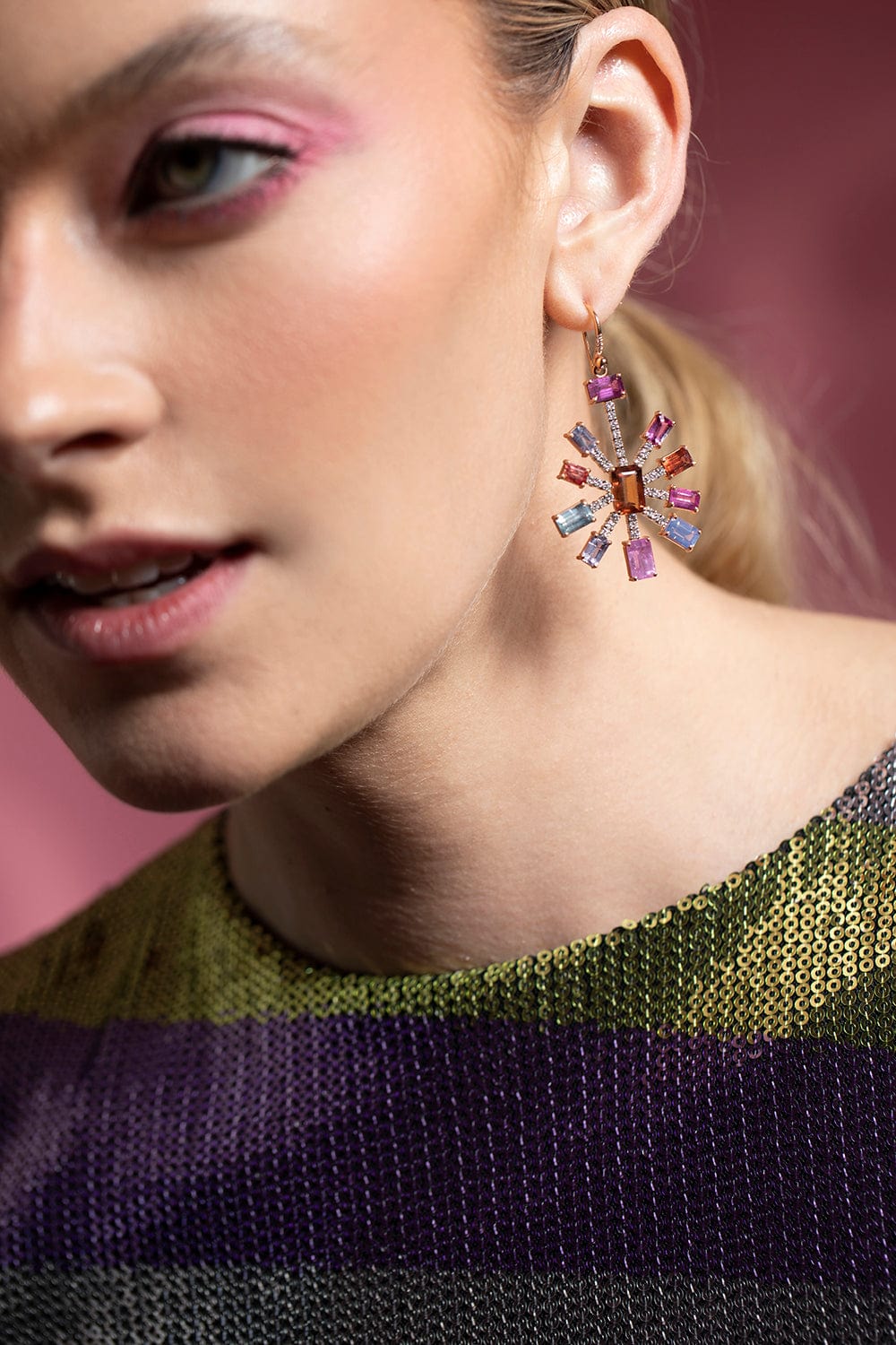 IRENE NEUWIRTH JEWELRY-Gemmy Gem Multi Sapphire Earrings-ROSE GOLD