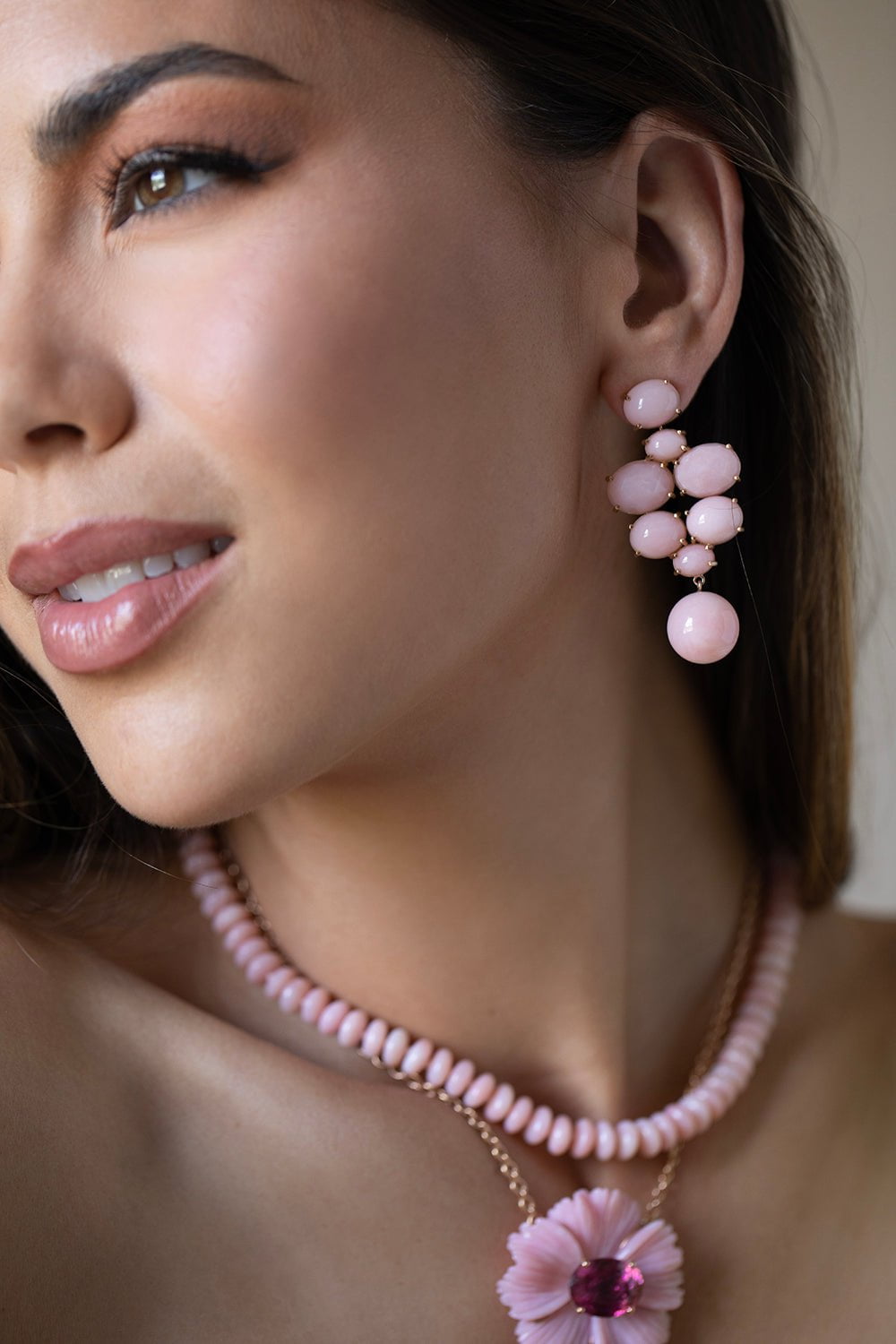 IRENE NEUWIRTH JEWELRY-Pink Opal Gumball Drop Earrings-ROSE GOLD