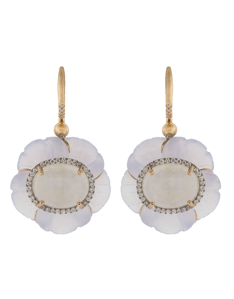 IRENE NEUWIRTH JEWELRY-Carved Chalcedony Flower Earrings-ROSE GOLD