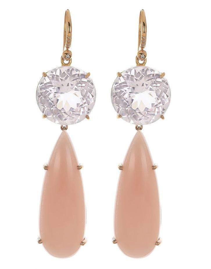 IRENE NEUWIRTH JEWELRY-Kunzite and Pink Opal Drop Earrings-ROSE GOLD