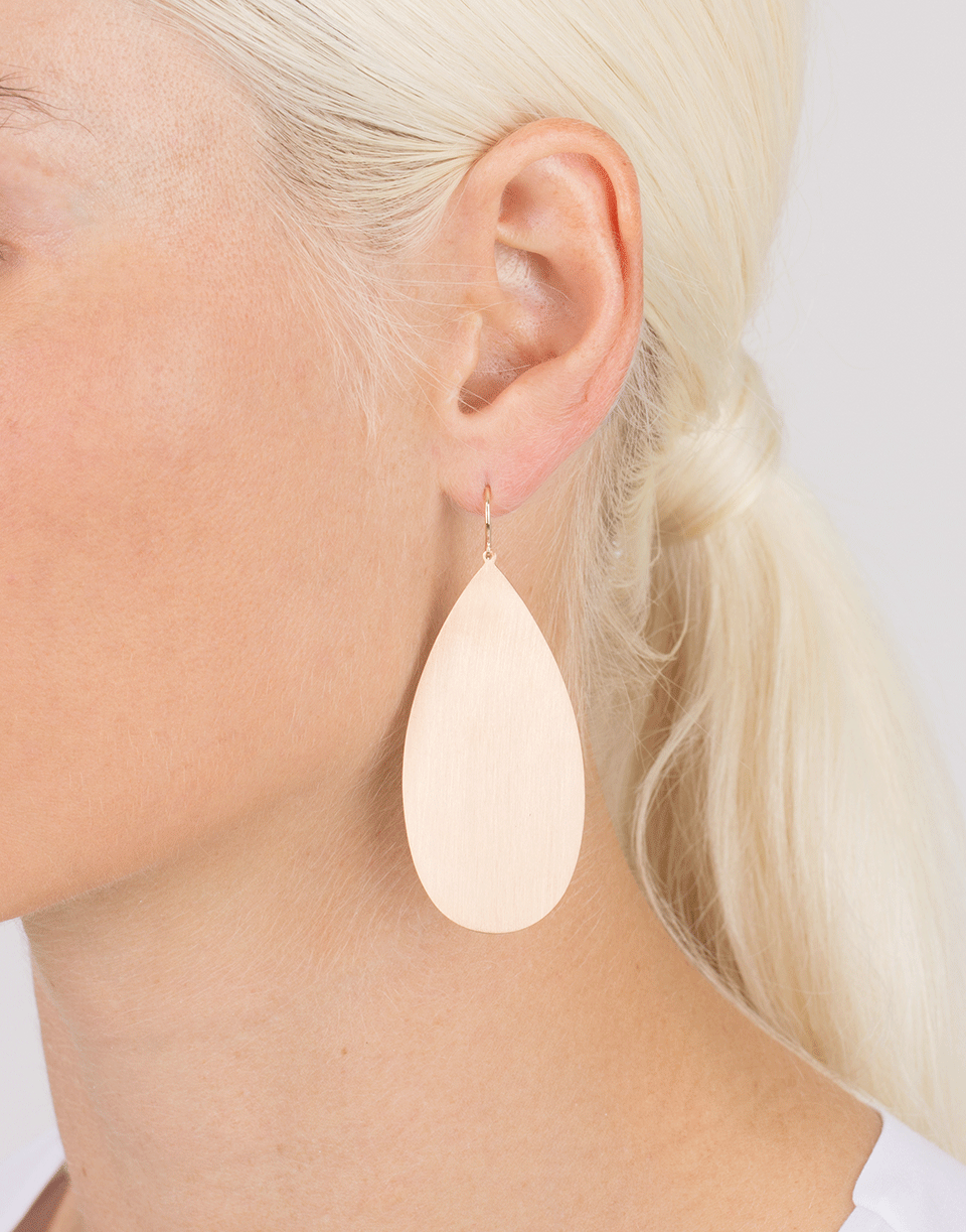 IRENE NEUWIRTH JEWELRY-Large Pear Shape Flat Gold Earrings-ROSE GOLD