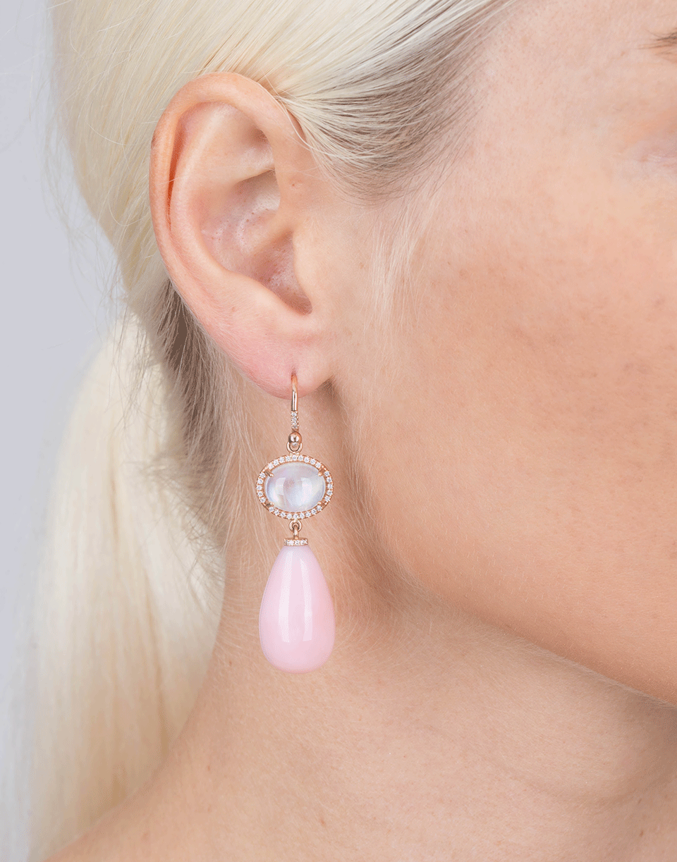 IRENE NEUWIRTH JEWELRY-Rainbow Moonstone And Pink Opal Drop Earrings-ROSE GOLD