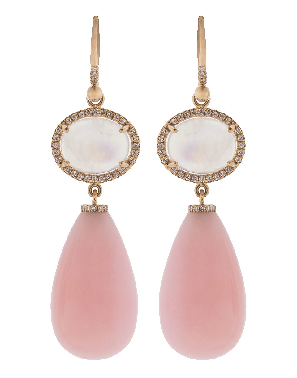 IRENE NEUWIRTH JEWELRY-Rainbow Moonstone And Pink Opal Drop Earrings-ROSE GOLD