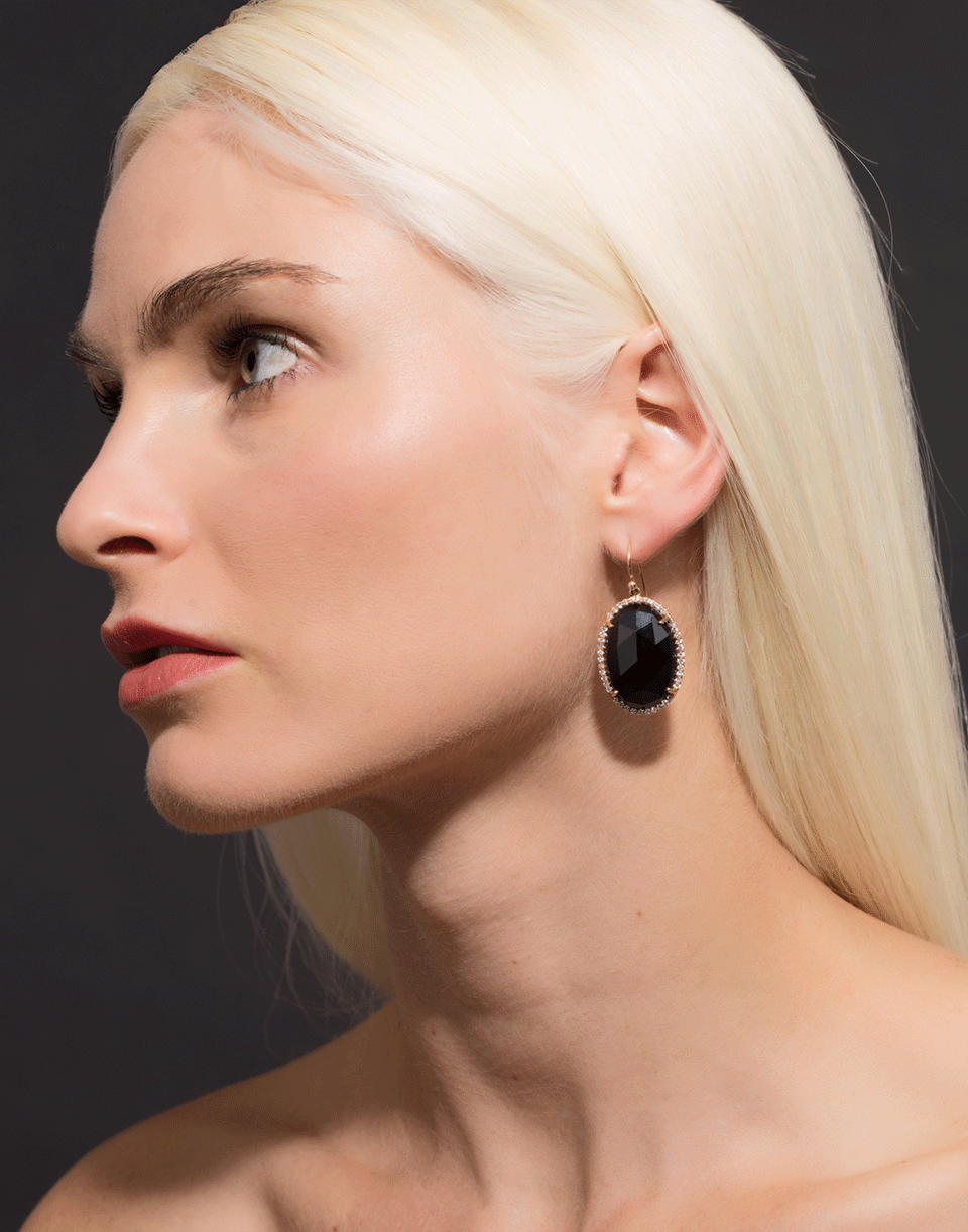 IRENE NEUWIRTH JEWELRY-Rose Cut Black Onyx Earrings-ROSE GOLD