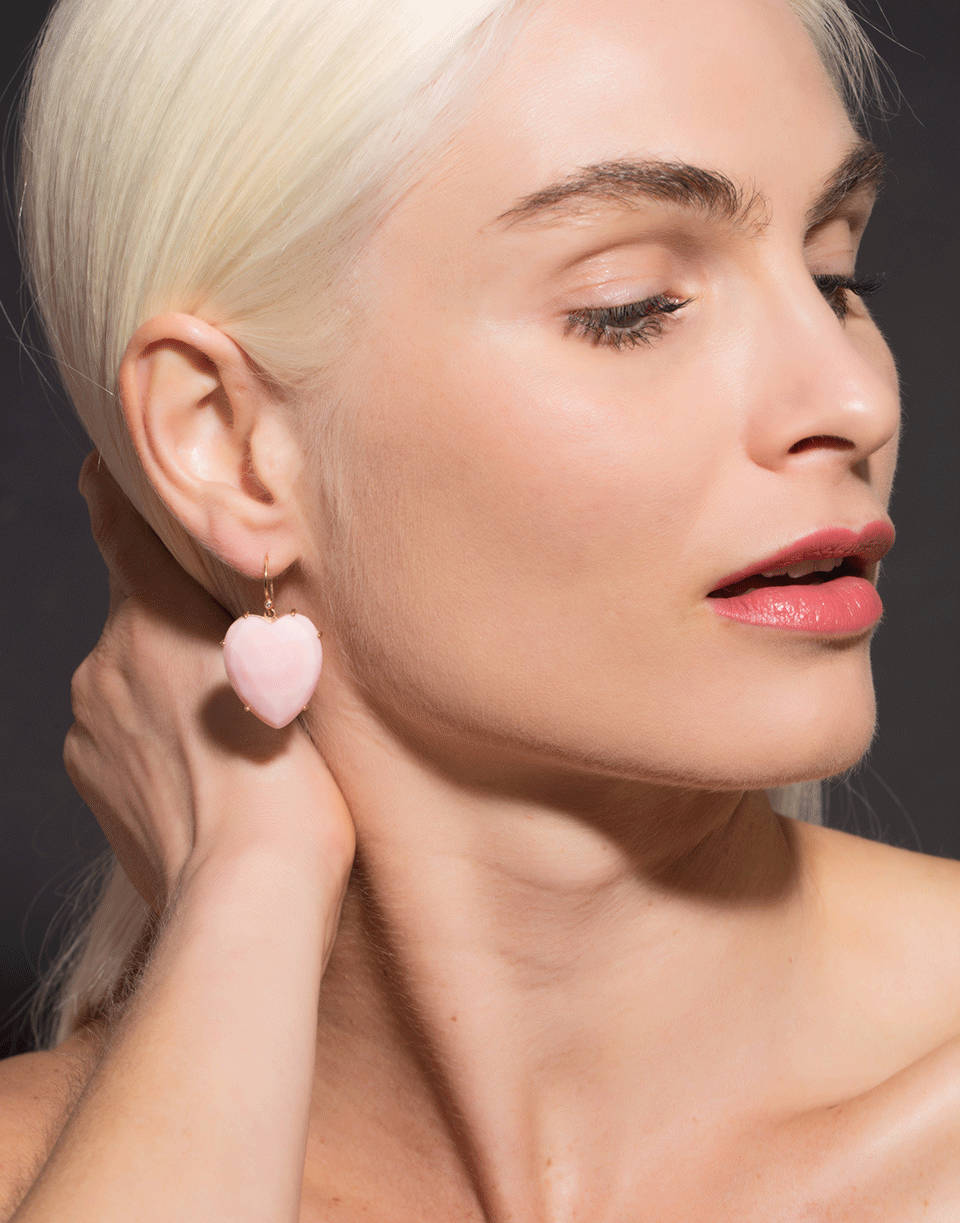 Rose Cut Heart Shaped Pink Opal Earrings JEWELRYFINE JEWELEARRING IRENE NEUWIRTH JEWELRY   