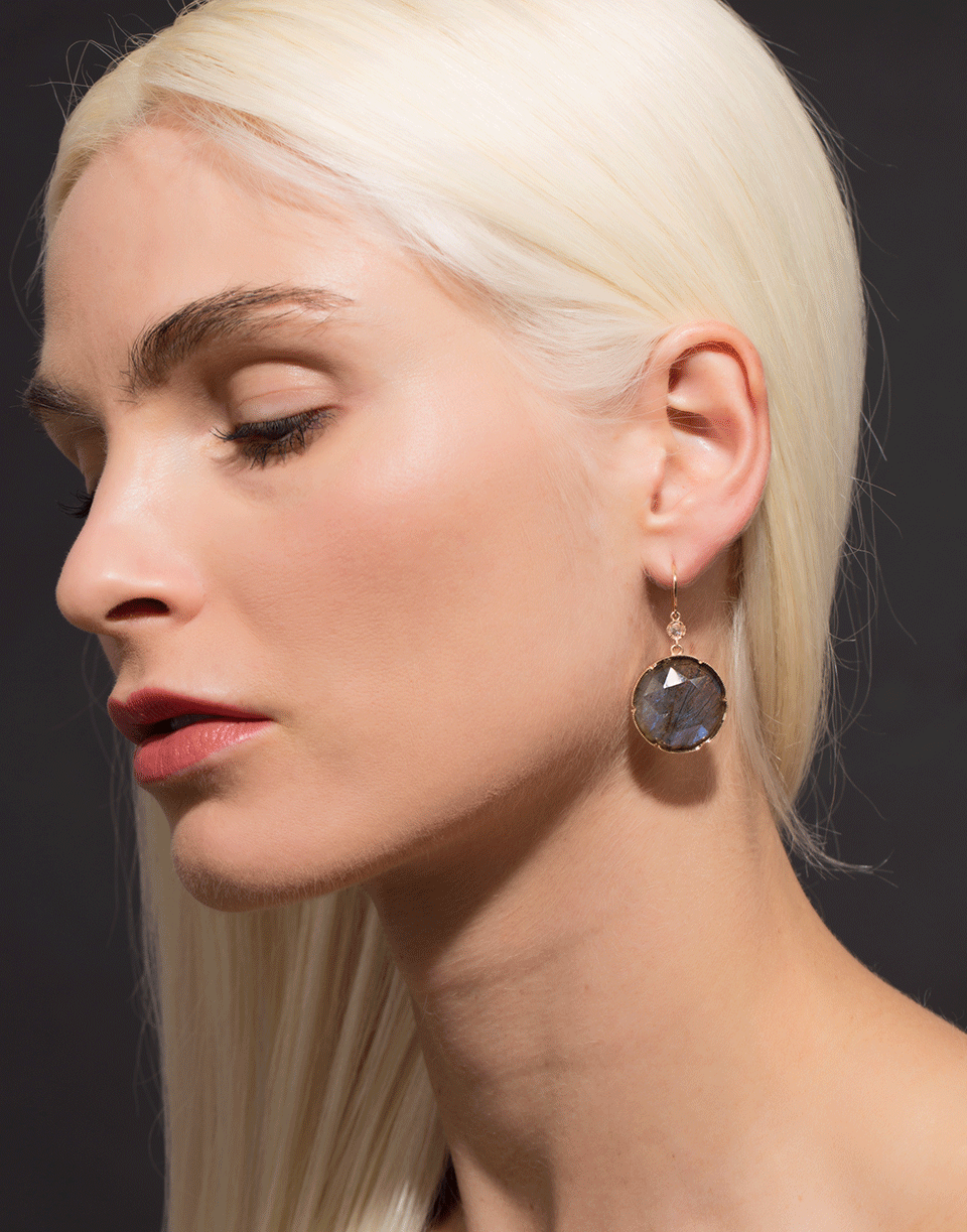 IRENE NEUWIRTH JEWELRY-Rose Cut Labradorite Earrings-ROSE GOLD