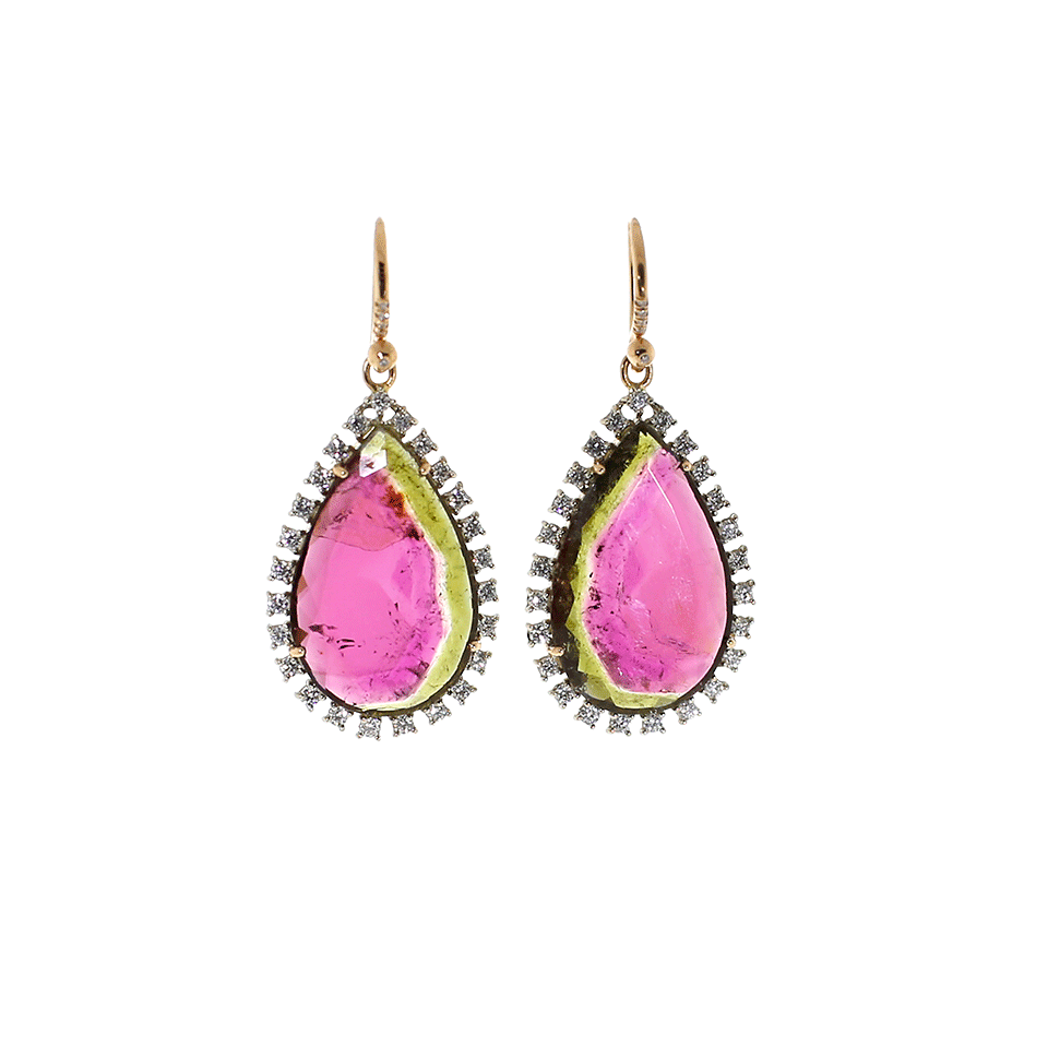 IRENE NEUWIRTH JEWELRY-Watermelon Tourmaline And Diamond Earrings-ROSE GOLD