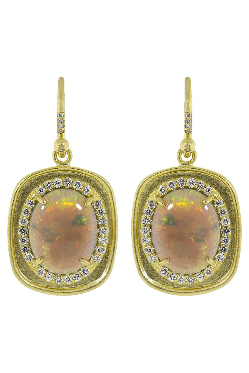 IRENE NEUWIRTH JEWELRY-Lightning Ridge Opal and Diamond Earrings-YELLOW GOLD