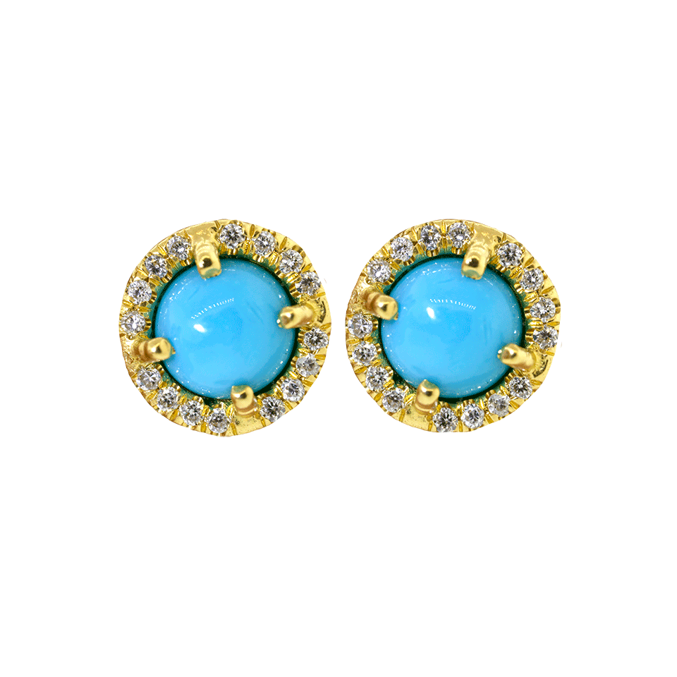 IRENE NEUWIRTH JEWELRY-Cabochon Turquoise Stud Earrings-YELLOW GOLD