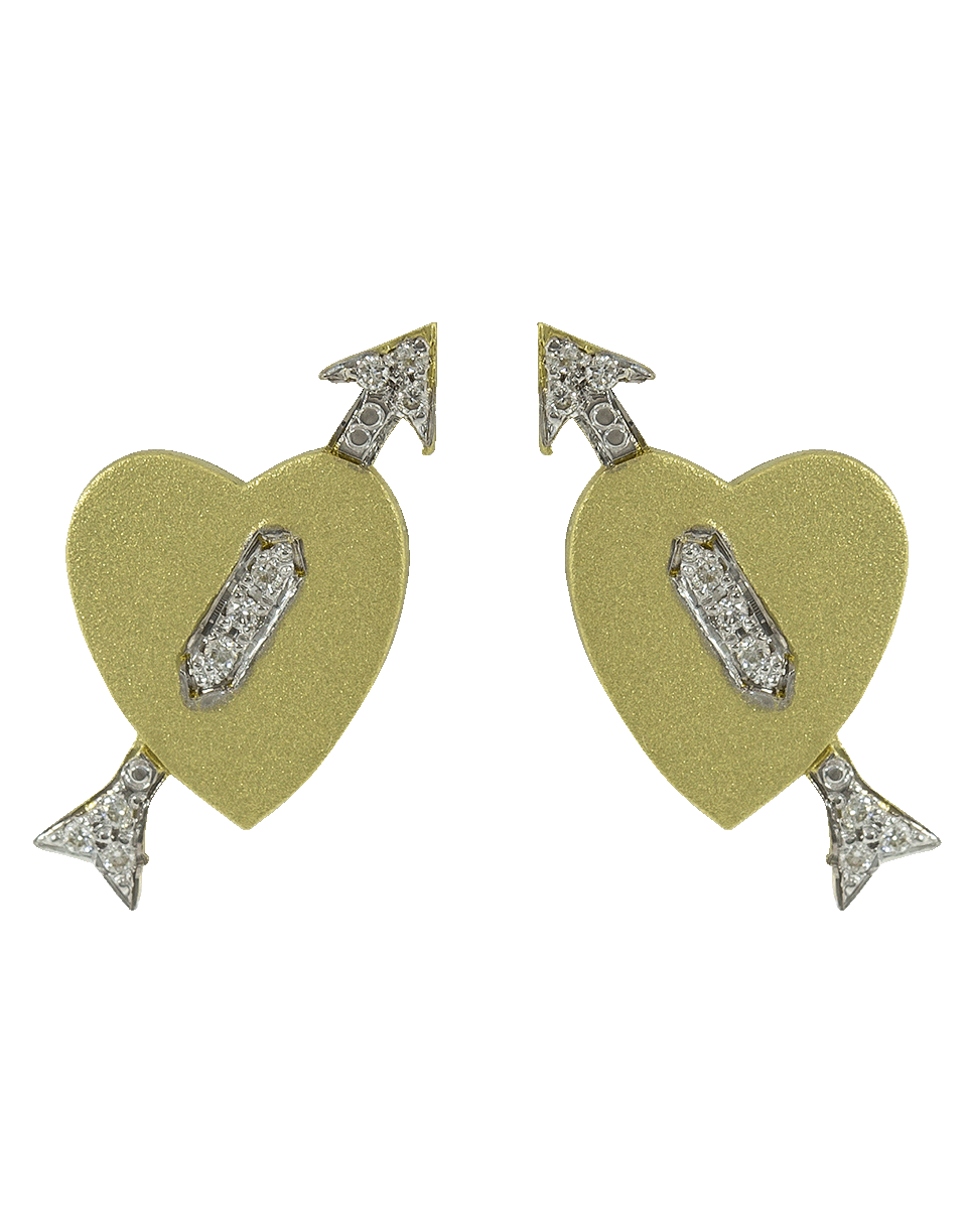 IRENE NEUWIRTH JEWELRY-Diamond Pave Heart and Arrow Studs-YELLOW GOLD