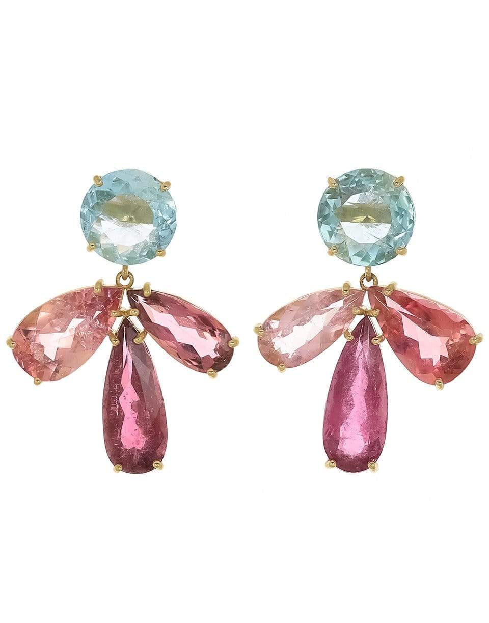 IRENE NEUWIRTH JEWELRY-Gemmy Gem Aquamarine and Pink Tourmaline Earrings-YELLOW GOLD
