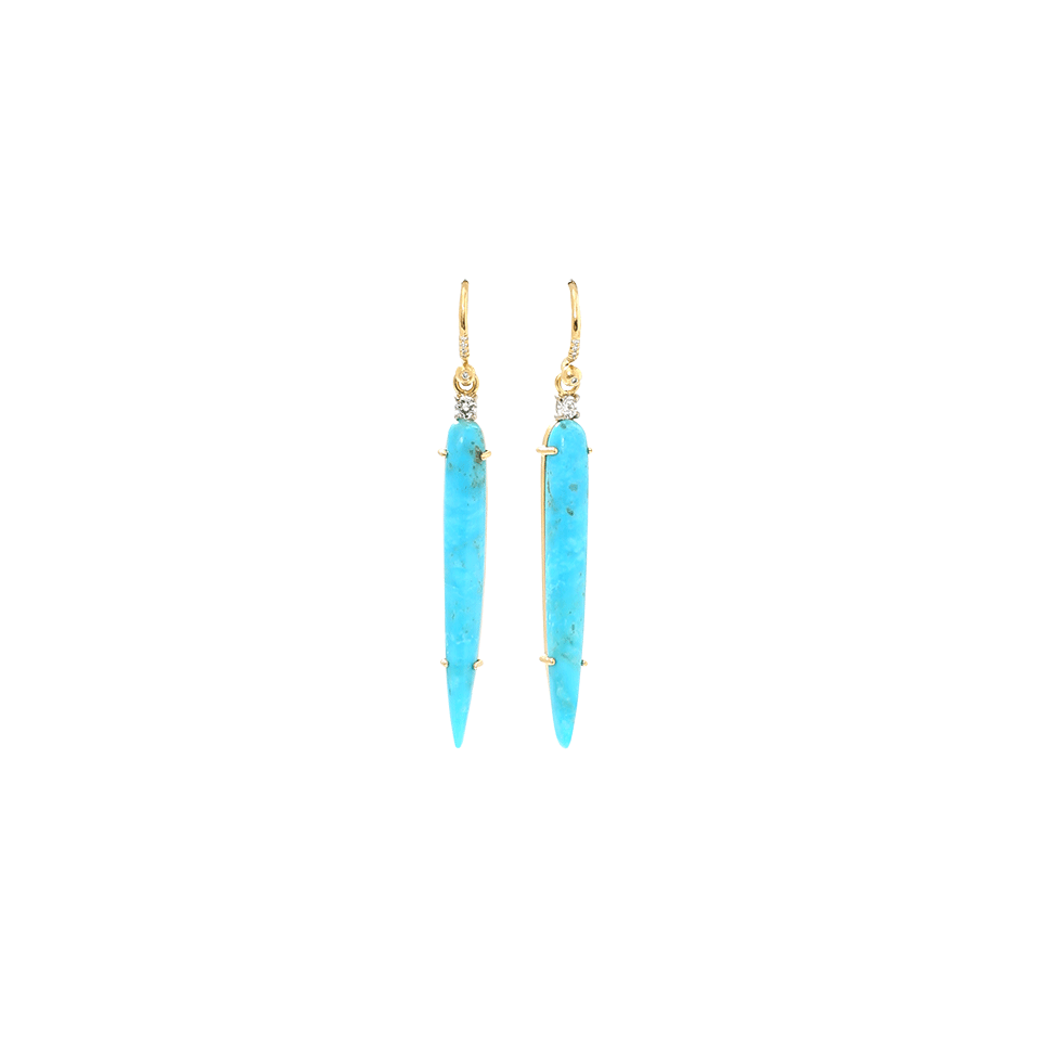 IRENE NEUWIRTH JEWELRY-Kingman Turquoise Earrings-YELLOW GOLD