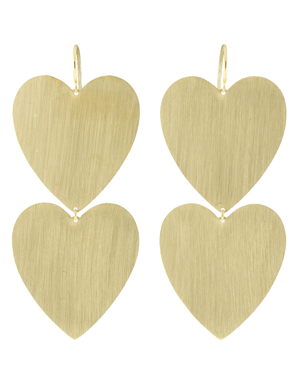 IRENE NEUWIRTH JEWELRY-Large Double Heart Flat Gold Earrings-YELLOW GOLD