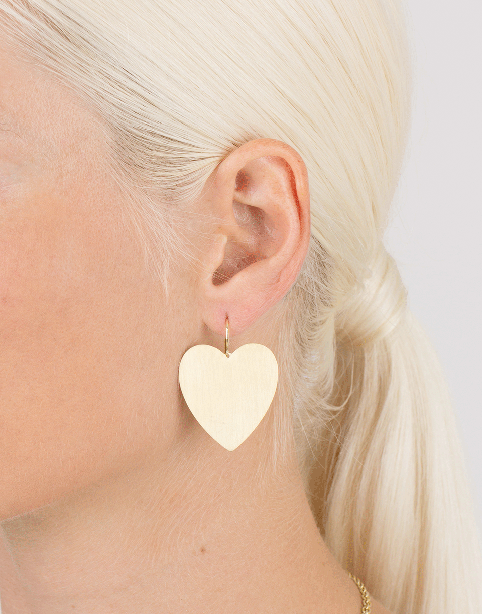 IRENE NEUWIRTH JEWELRY-Large Heart Shape Flat Gold Earrings-YELLOW GOLD