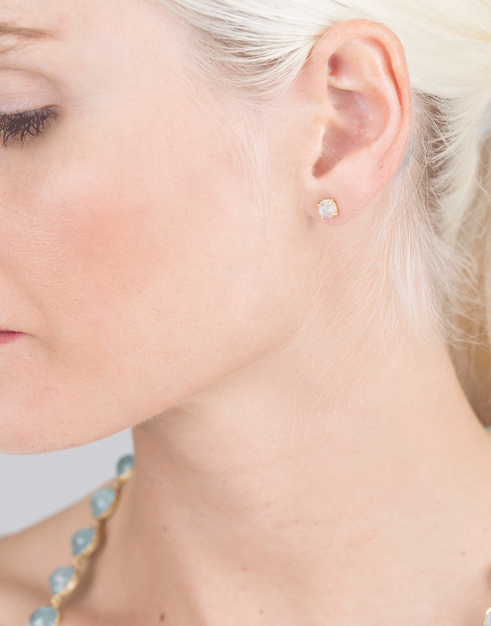IRENE NEUWIRTH JEWELRY-Rainbow Moonstone Stud Earrings-YELLOW GOLD