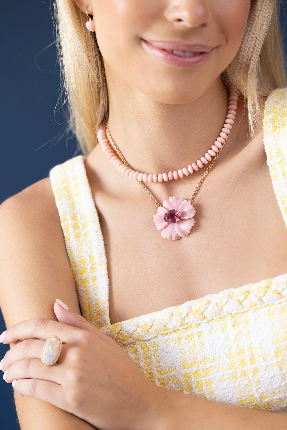 IRENE NEUWIRTH JEWELRY-Pink Opal Bead Necklace-ROSE GOLD