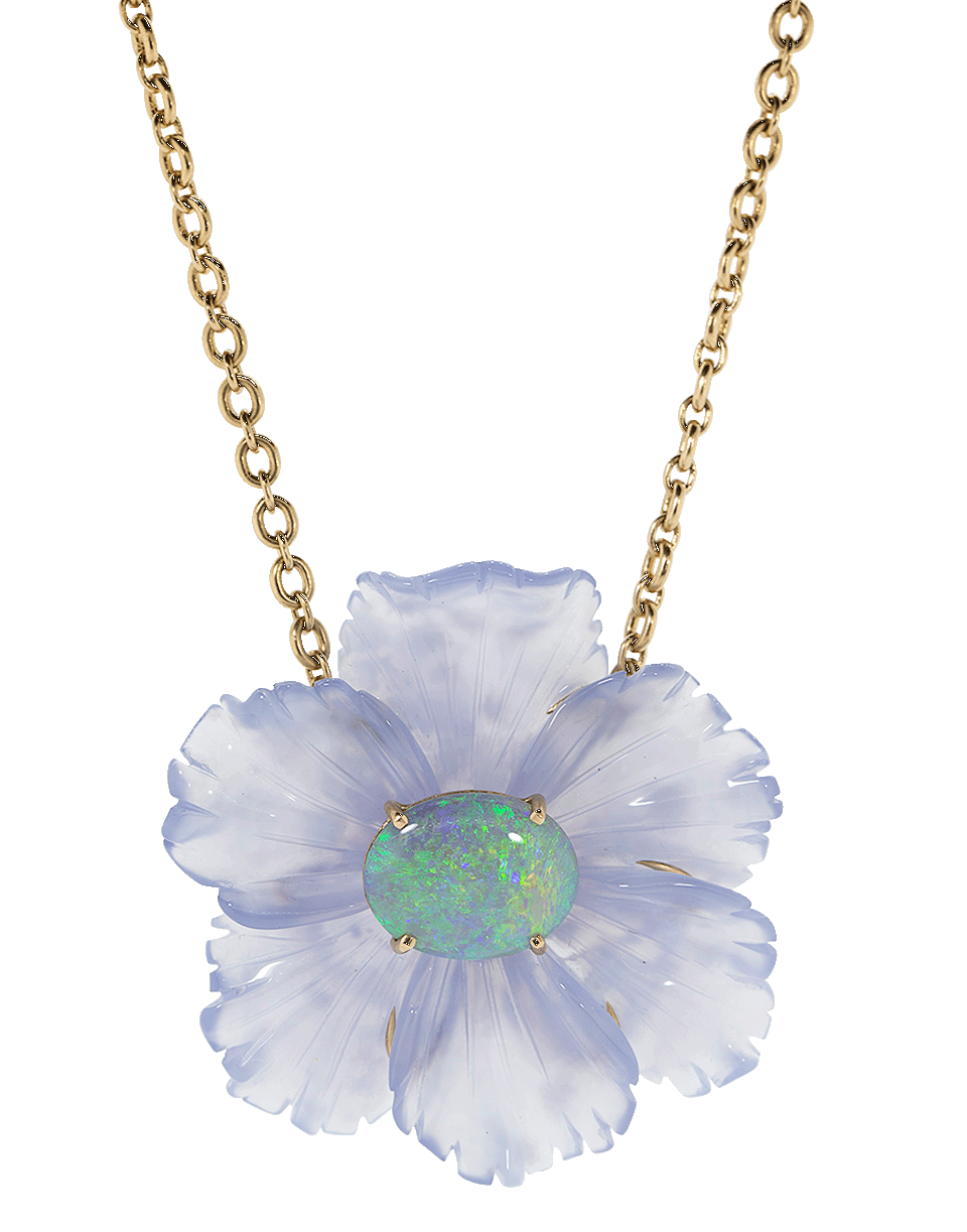 IRENE NEUWIRTH JEWELRY-Carved Chalcedony Opal Flower Necklace-ROSE GOLD