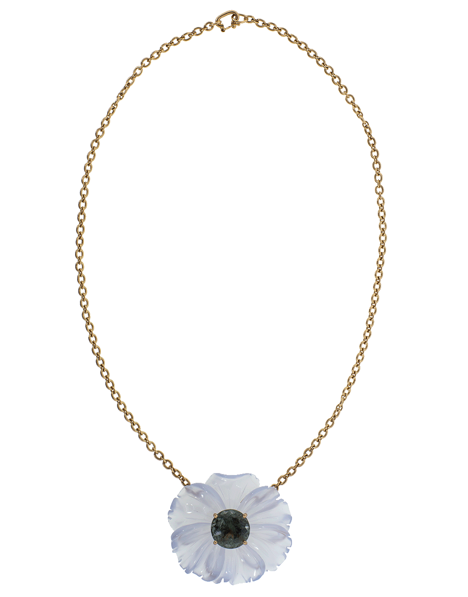 IRENE NEUWIRTH JEWELRY-Chalcedony Flower Necklace with Green Tourmaline-ROSE GOLD