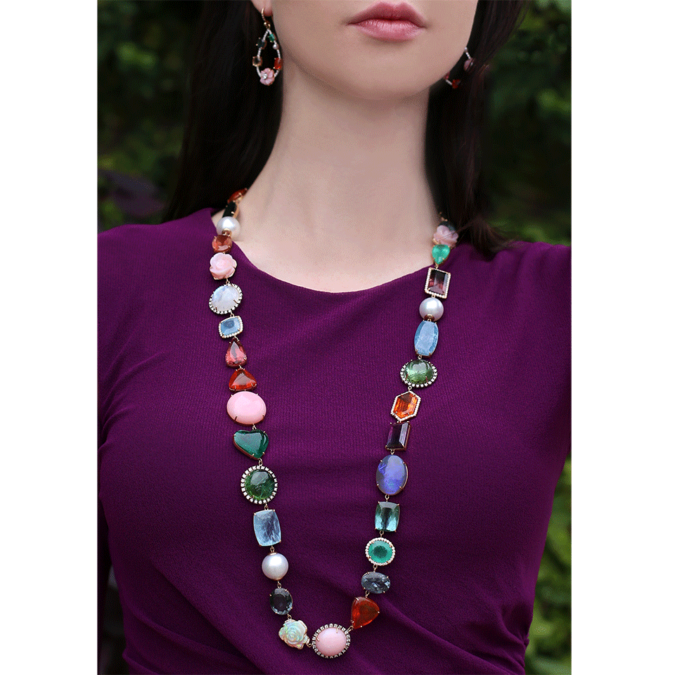 IRENE NEUWIRTH JEWELRY-One Of A Kind Mixed Gemstone Necklace-ROSE GOLD