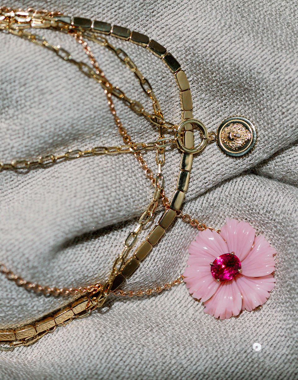 IRENE NEUWIRTH JEWELRY-Pink Opal and Tourmaline Flower Necklace-ROSE GOLD