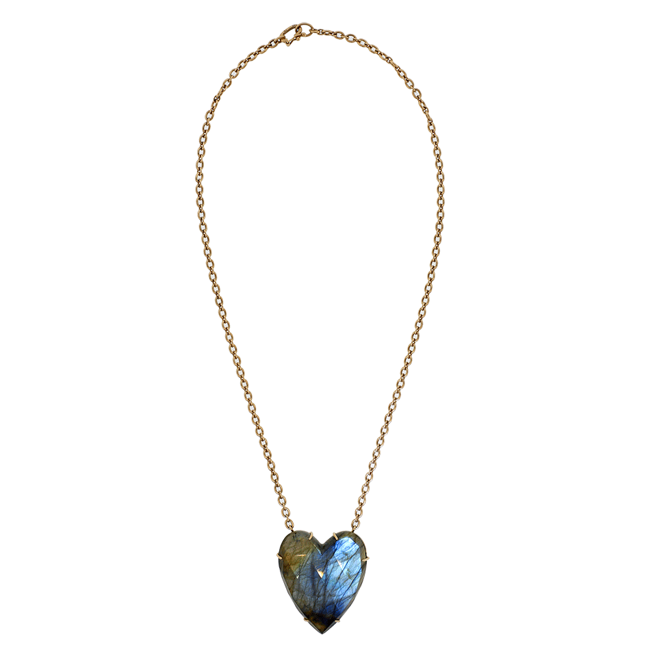 IRENE NEUWIRTH JEWELRY-Rose Cut Labradorite Heart Necklace-ROSE GOLD