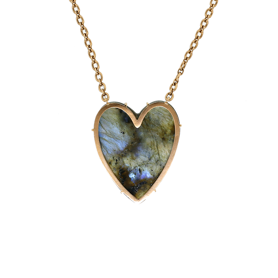 IRENE NEUWIRTH JEWELRY-Rose Cut Labradorite Heart Necklace-ROSE GOLD
