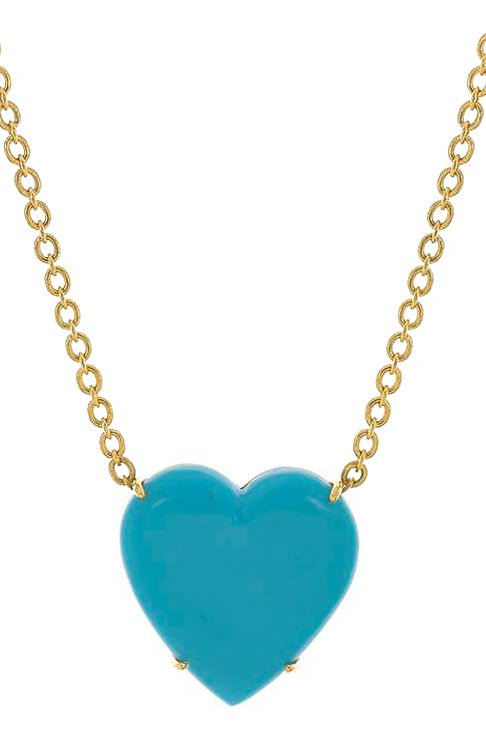 IRENE NEUWIRTH JEWELRY-Turquoise Heart Necklace-YELLOW GOLD