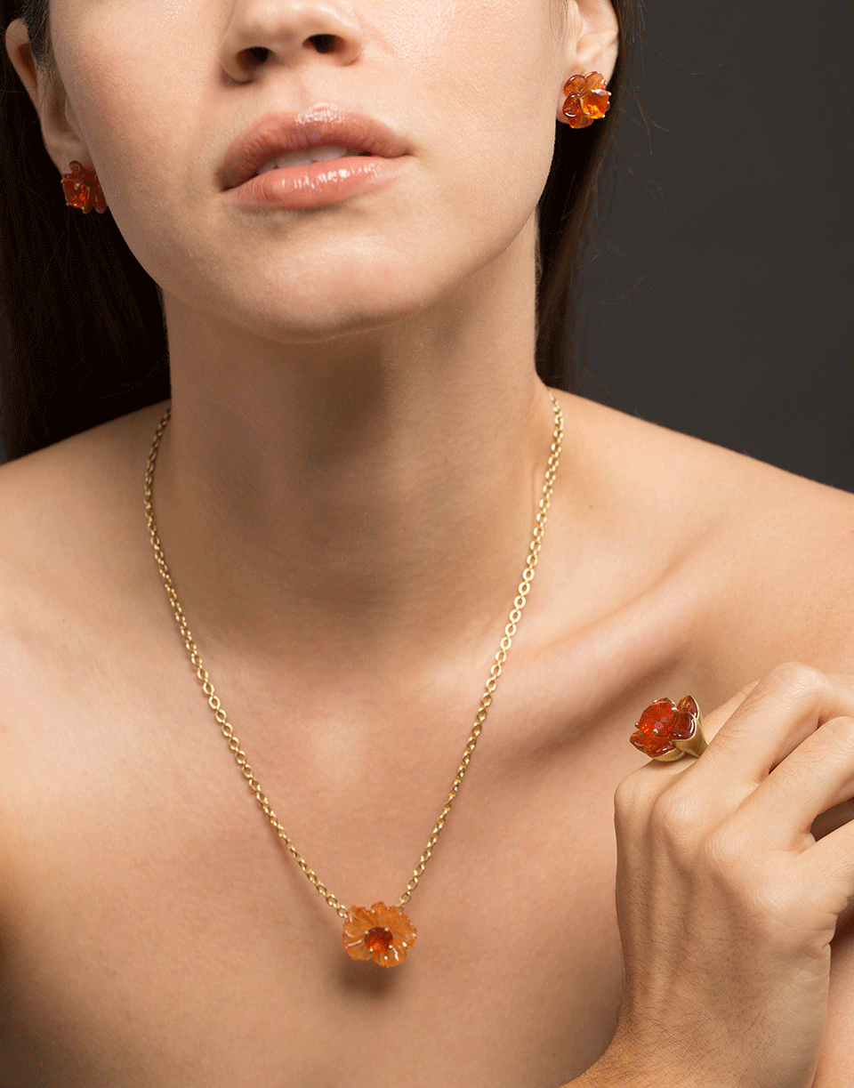Carved Mandarin Garnet Flower Necklace JEWELRYFINE JEWELNECKLACE O IRENE NEUWIRTH JEWELRY   