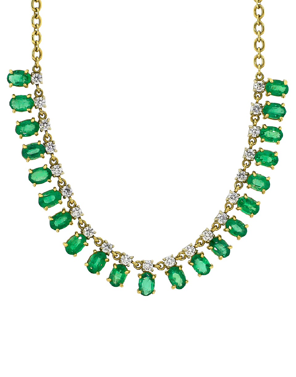 IRENE NEUWIRTH JEWELRY-Faceted Emerald Necklace-YELLOW GOLD
