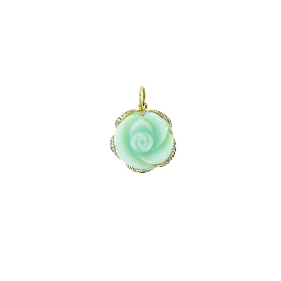 IRENE NEUWIRTH JEWELRY-Carved Green Opal Flower Charm-YELLOW GOLD