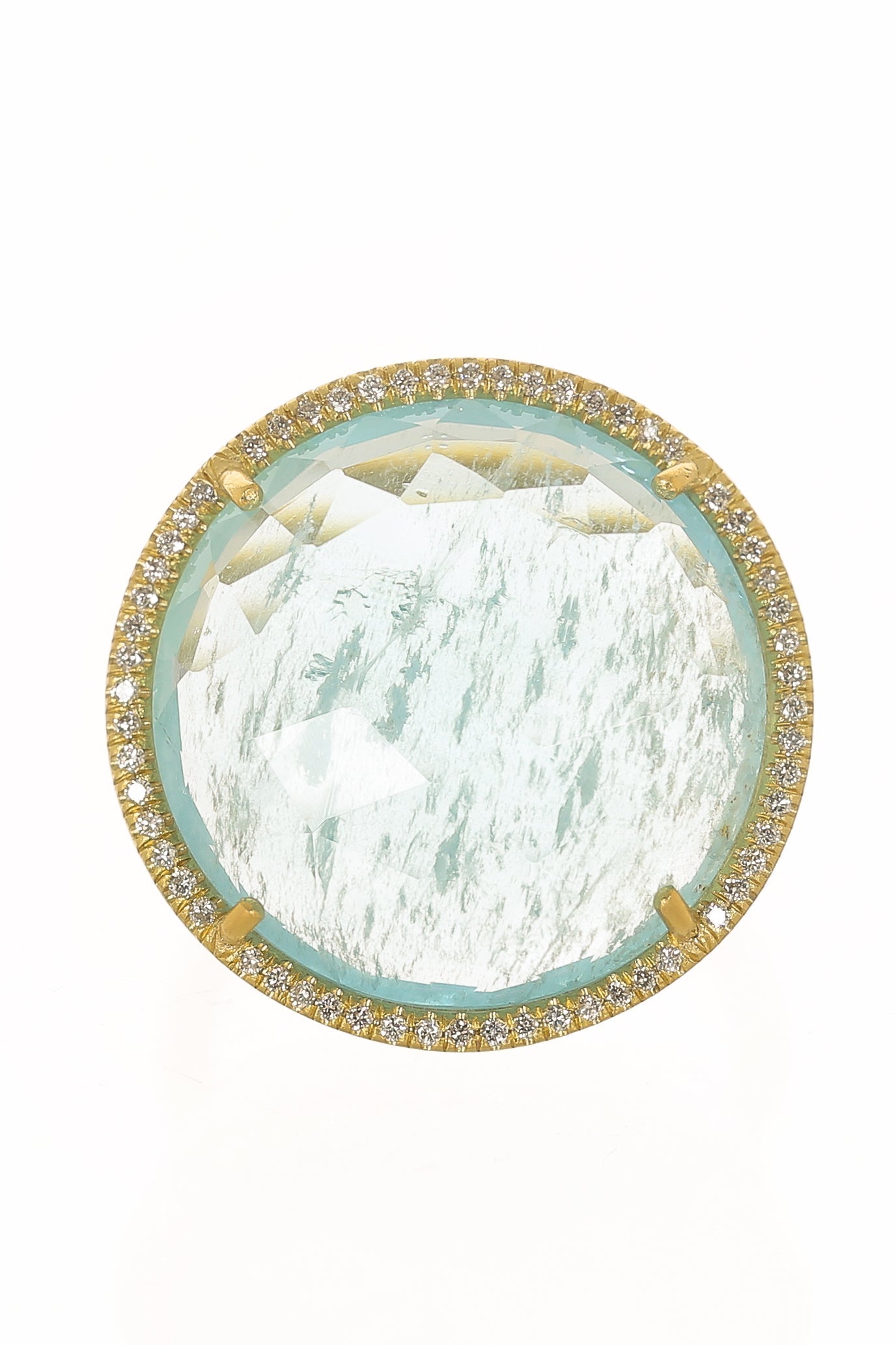 IRENE NEUWIRTH JEWELRY-Rosecut Aquamarine Ring-YELLOW GOLD
